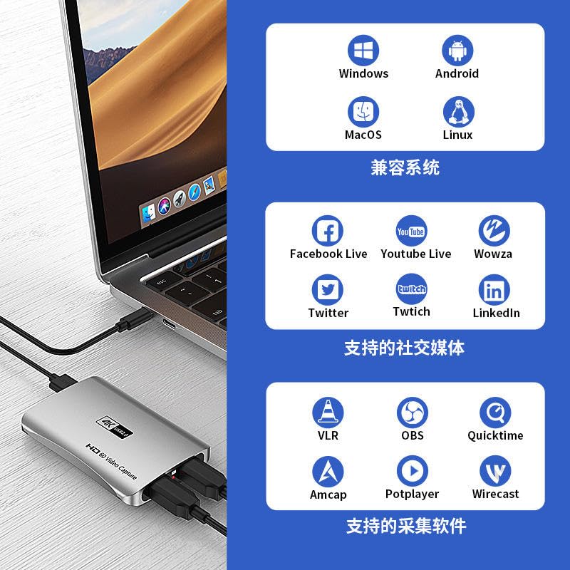 Image of FORIDA Audio Video Capture Card, 4K HDMI to USB 3.0 Capture Card 1080P@60FPS, Game Capture Device for Nintendo Switch, PS4 /PS5, Xbox One, PC, Camera, Live Streaming & OBS