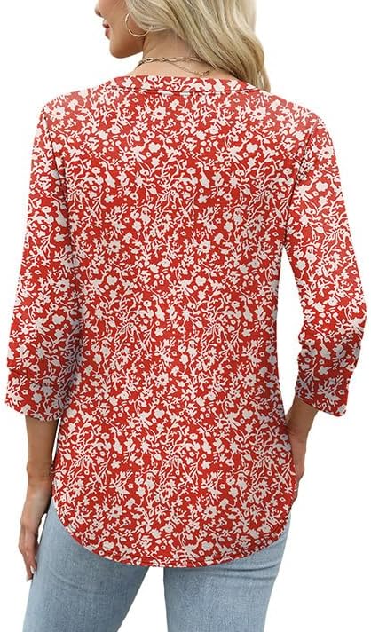 OFEEFAN Womens Tops 3/4 Sleeve Henley Shirts for Women Fall Fashion 2025 School Outfits for Teachers - Image 5