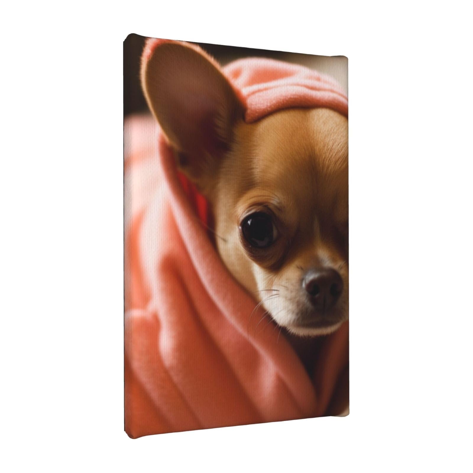 YKLJG Depressed Chihuahua Printed Wall Art Canvas Painting 20x30 CM Wooden Framed Picture Painting Artwork Prints for Bedroom Kitchen Home Office Decor