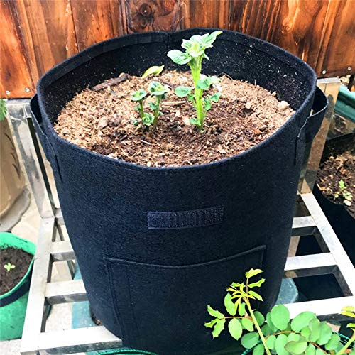 Bolsos de Cultivo de Patata Jardín Tomate Planta Bolsa Tela Saco Spuds Potes de raíz Potes Vegetal Jardín Hidratante Vertical Jardín (Color : Yellow 35x40cm(7Gal), Size : 5 Pcs)