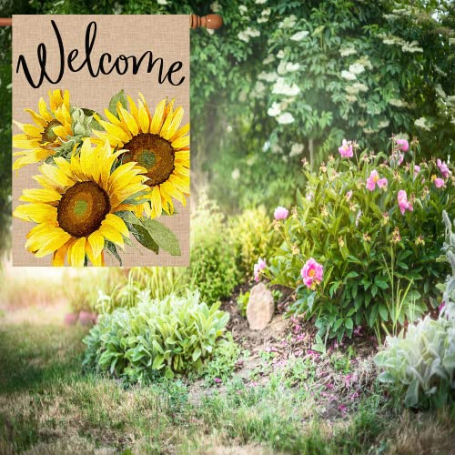 Surfapans Summer Sunflower House Flag 28X40 Inch Double Sided Outside Burlap Welcome Yard Outdoor Large Flags Decoration Porch Seasonal Holiday #TOP7