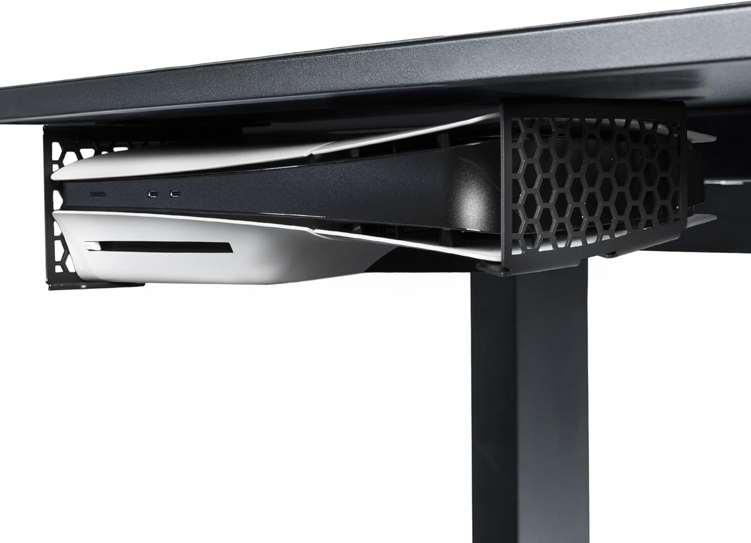 Stealth Mount for PS5 Slim, Under-Desk Console Mount with Ventilation Channels, Space-Saving Design