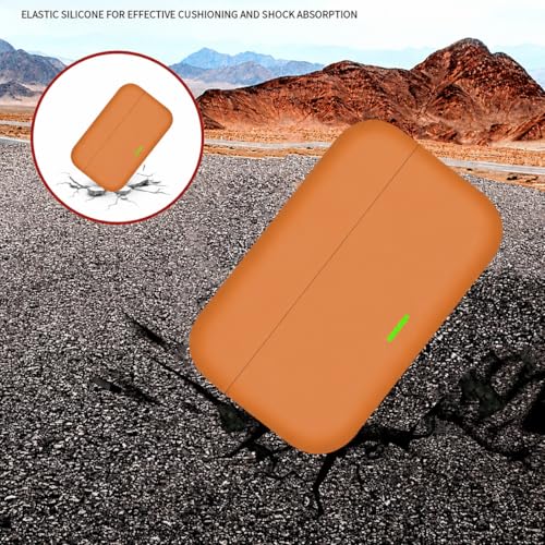 Image of Aniex Silicone Case Cover for realme Buds T500 Pro, Shockproof, Anti-Slip, Dustproof, Scratch Resistant, with Carabiner Hook, Full Body Protection (Circle Orange)