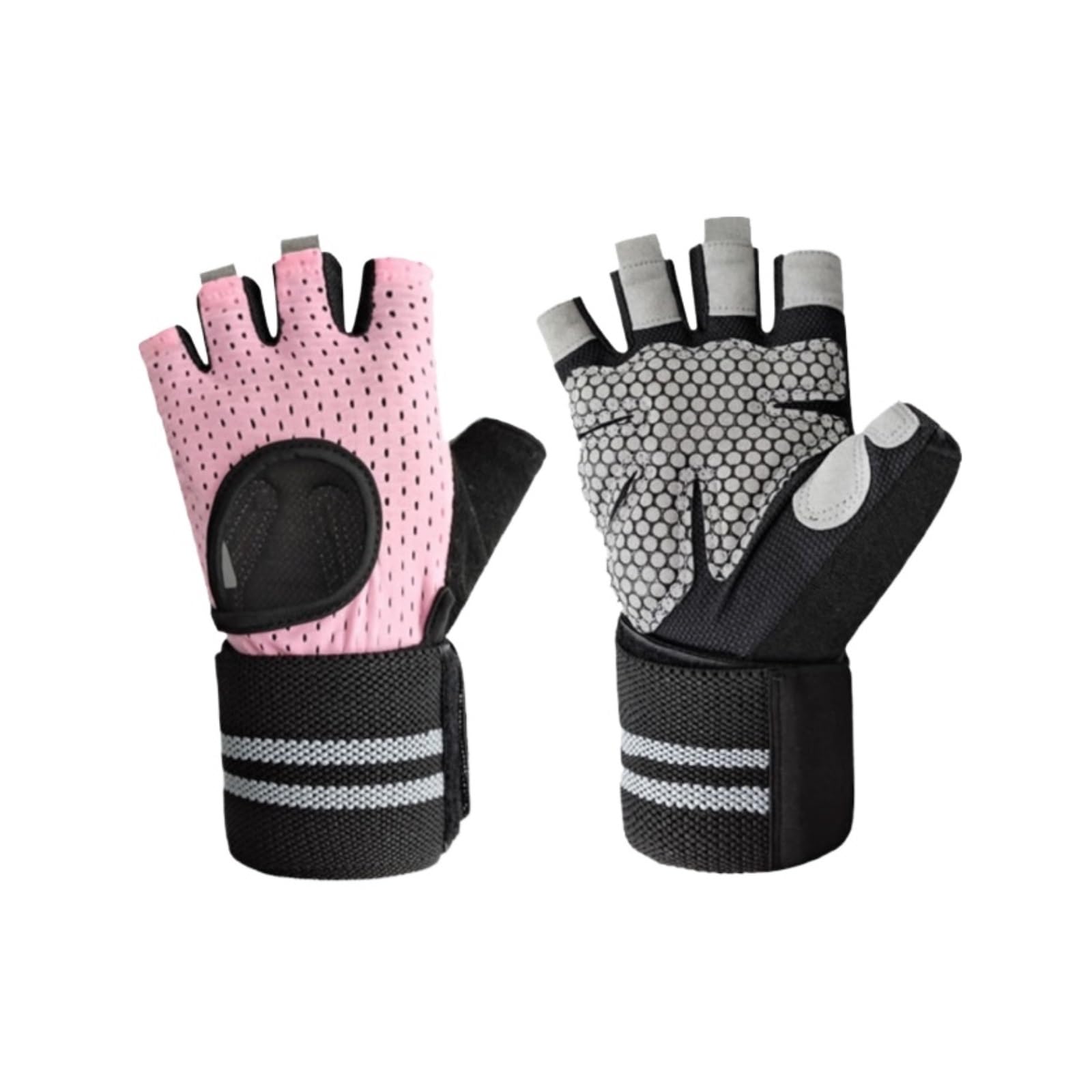 Rękawice Rowerowe Sportowe Rękawiczki Rowerowe Wyścigi Szosowe Kolarstwo Fitness Ćwiczenia Rękawiczki Z Pół Palcami Rękawice Outdoorowe(Pink,Large)