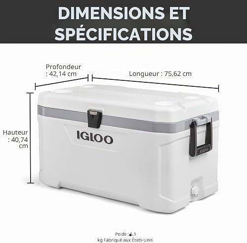 Igloo Glacière Latitude Marine Ultra Blanc 70 QT - 6