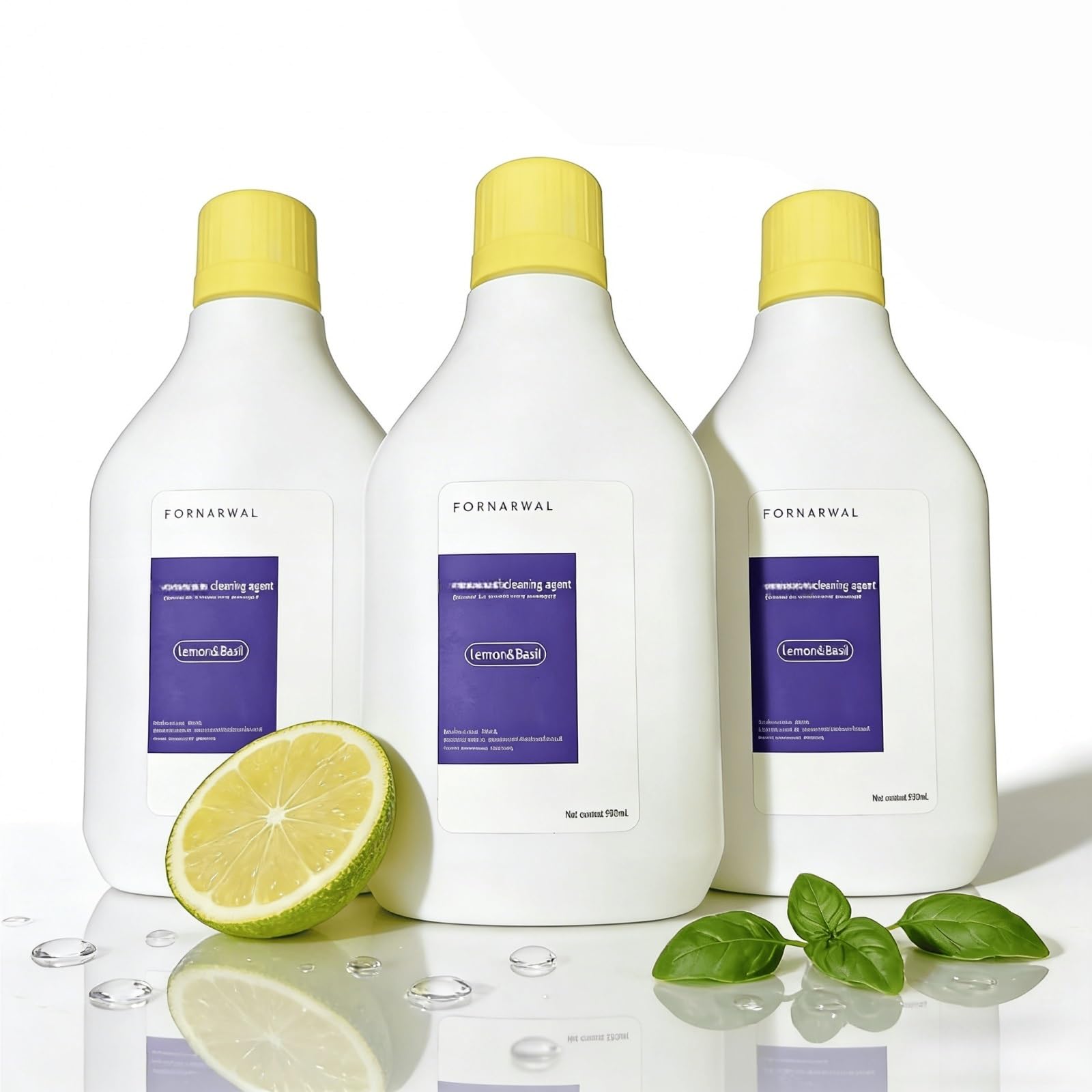 Limpiador de Suelos, 3 Botella 930ml Líquido de Limpieza con Aroma de Limón y Albahaca, Fórmula de Secado Rápido, Compatible con Narwal Freo/S20/S30 Pro Adecuado for Todos los Suelos