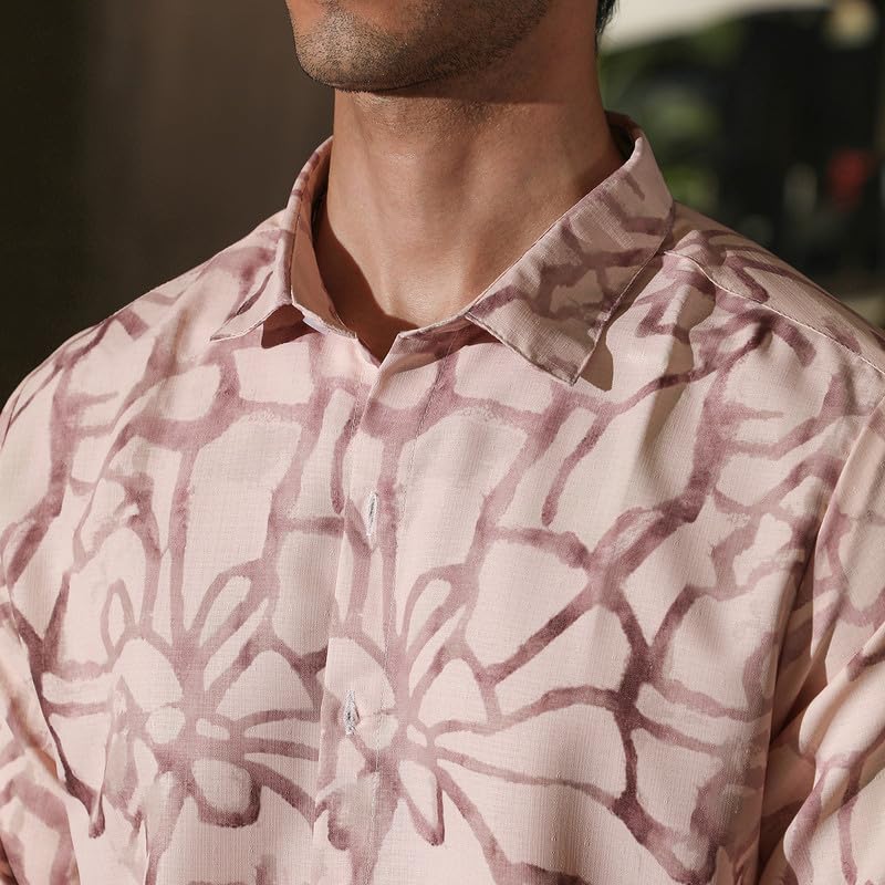 Image of CAHOOT Men's Bisque Shirt Casual Wear | Spread Collar | Long Sleeve | Button Closure | Shirt Crafted with Comfort Fit for Everyday Wear