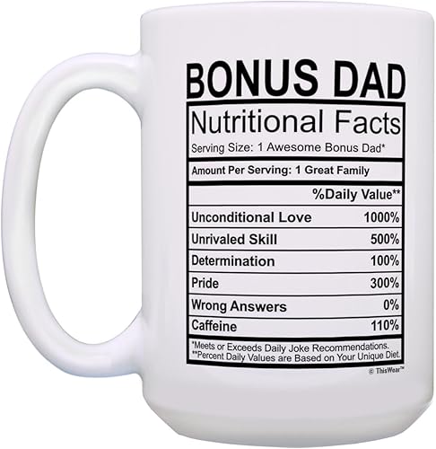 Miniatura 10 de Regalos para padrastro, taza de datos nutricionales para papá, regalos de cumpleaños para padrastro, regalos para papá de parte de hija o hijo, taza