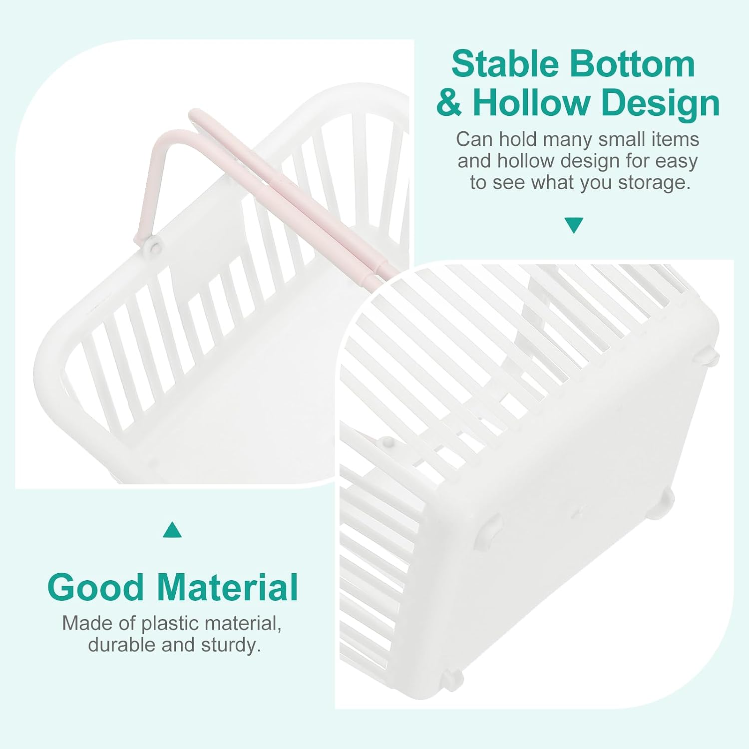 PATIKIL 8PCS Small Plastic Basket,Mini Storage Basket Grocery Tiny Shopping Baskets with Handle Organizer Filtered Water for Organizing Toys Fruits Veggies Snacks, White