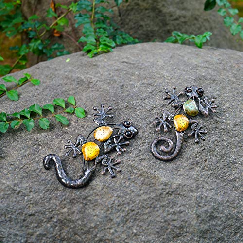 LIFFY 2pcs Metal Lizard Garden Wall Decor for Home and Outdoor Statues Fence Hanging Art Sculptures - Thumbnail 7