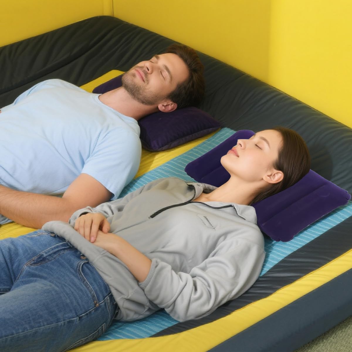 Almohada Hinchable Flocada 47x30cm Ultraligera Portátil Camping Playa Viajes
