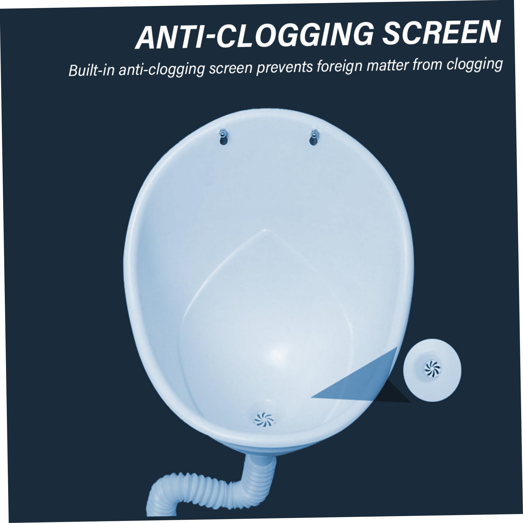 Wasserloses Urinal für Männer, spritzwassergeschütztes Urinal 12x14 mit 59-Schlauch, robuster, verstopfungshemmender, selbstklebender Aufhänger/Nagel, Herrentoilette für drinnen und draußen, Hin