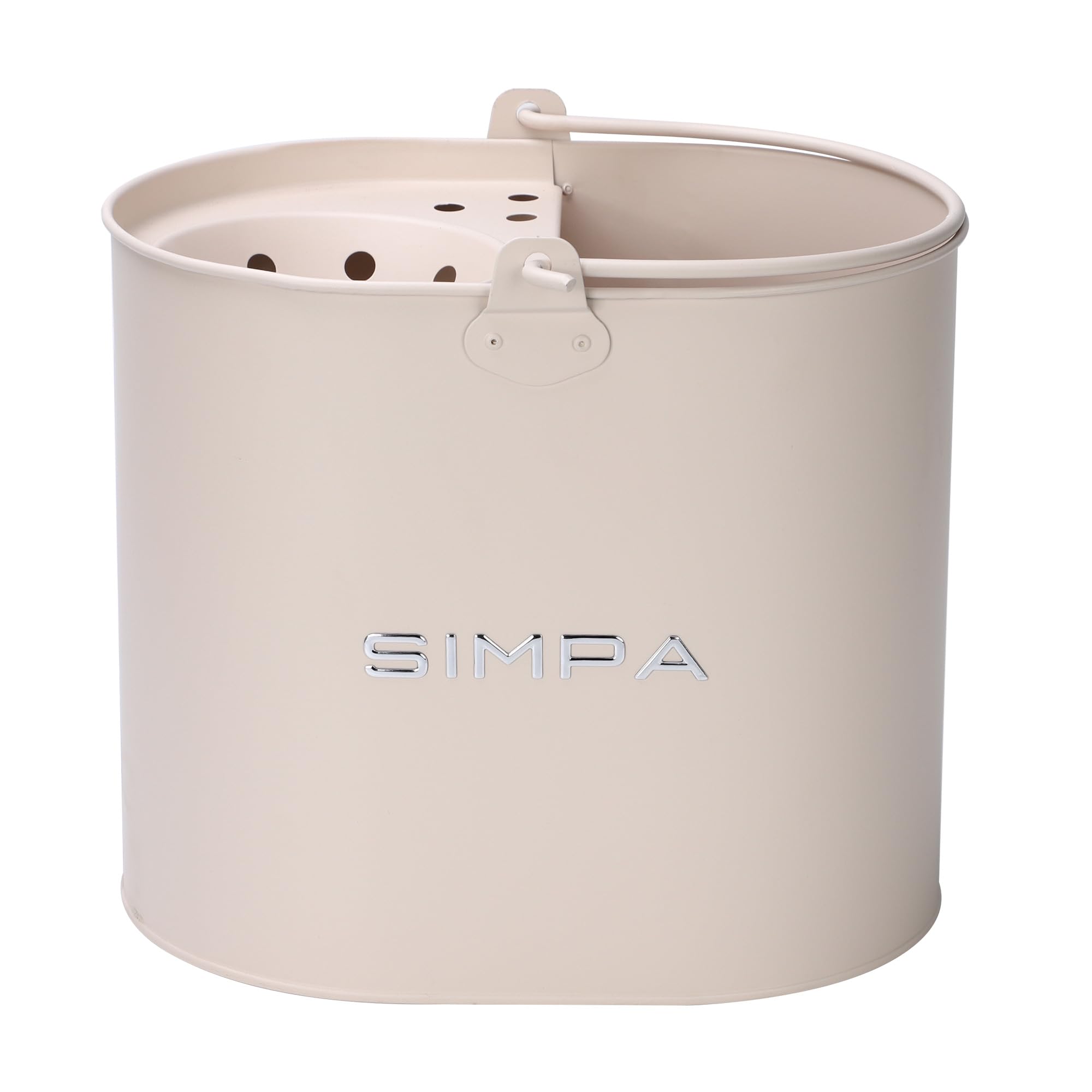 Simpa Matt Cream 14L 14 Litre Stylish Metal Mop Buckets With Colour Finish.