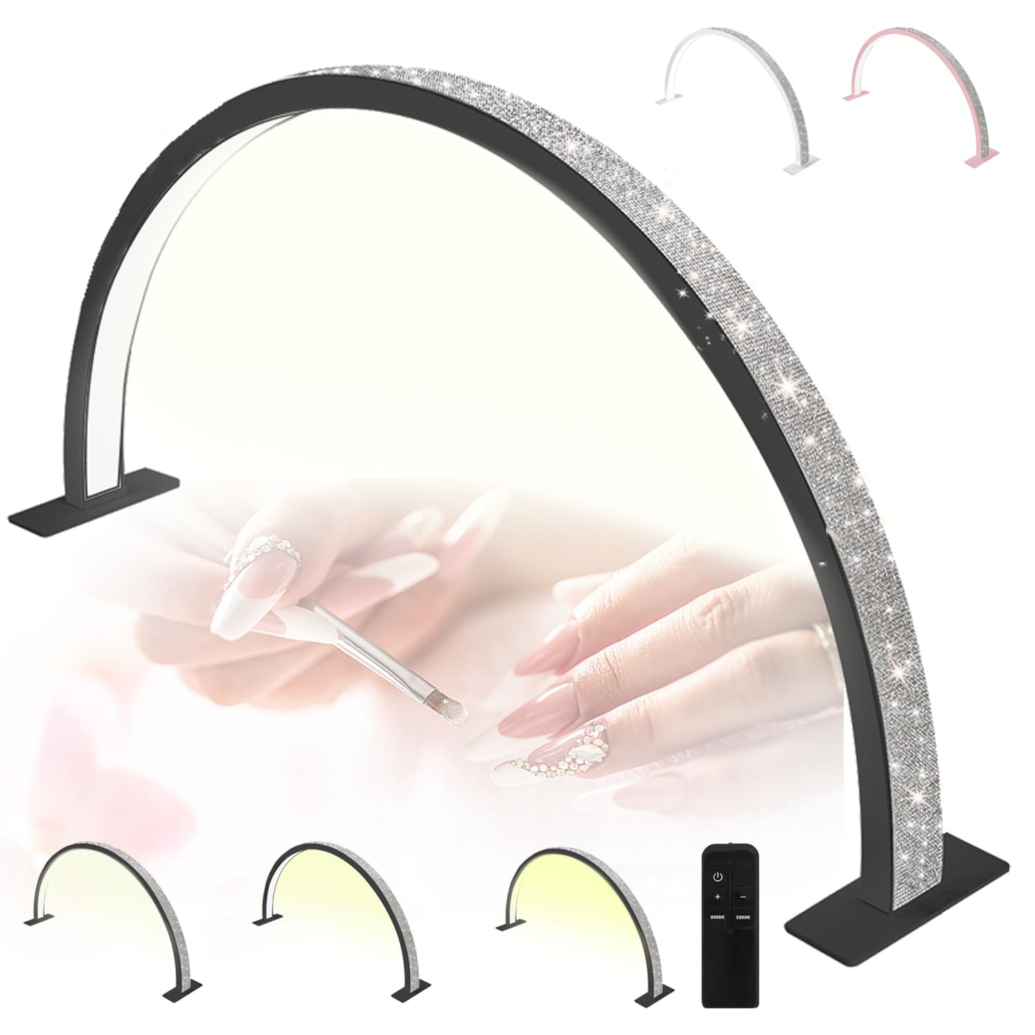 Lampara Estetica Lámpara LED Media Luna Para Uñas - Luz Regulable  3000-6000K, 35 Pulgadas, Plegable, Ideal Para Manicura Y Manualidades Brazo  Flexible 180 Grados, image size:1500x1500