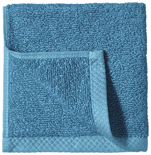 Image of Amazon Basics Soft Cotton Washcloths, Quick-Dry, 12 inch x 12 inch, 12-Pack, Lake Blue