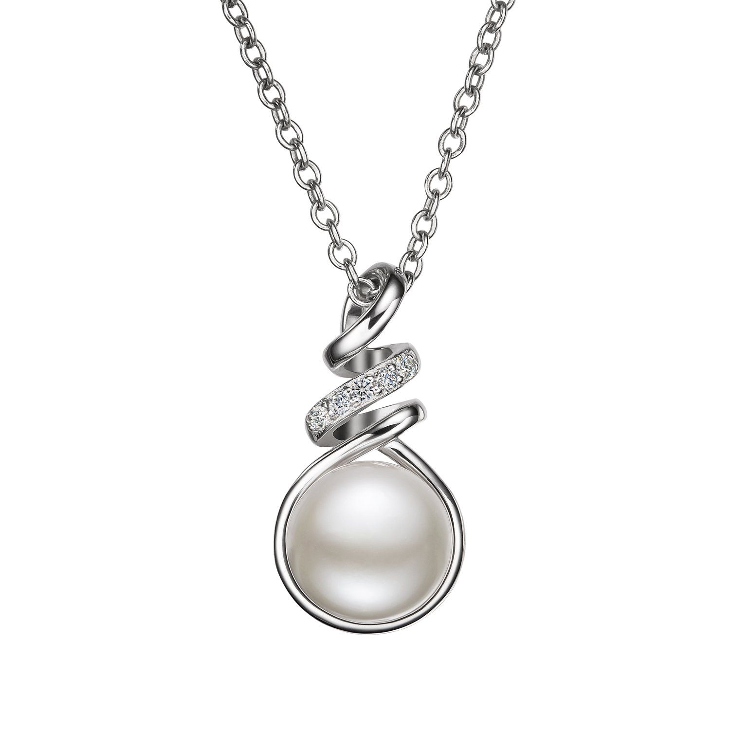 OREOLLE 925 Sterling Silver Freshwater Cultured Pearl Pendant Necklace Fine Jewelry for Women for Her