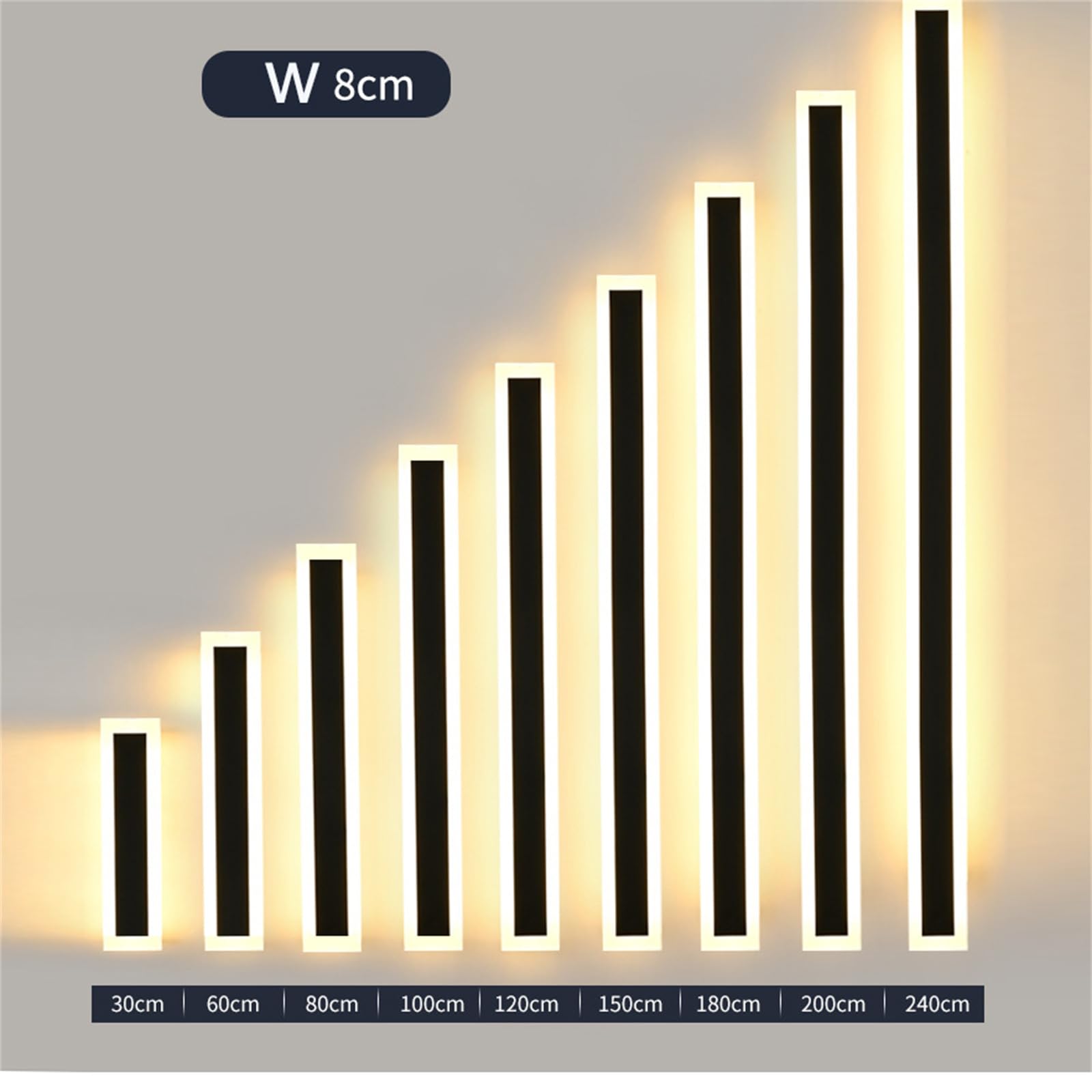 Exteriores Lampara de Pared LED Interior Aplique de Pared IP65 Impermeable Iluminación de Pared Moderno Largo Tira Lámpara de Pared Acrílico Aluminio Cerca Porche Pared Patio (Luz Cálida,120cm 68w)