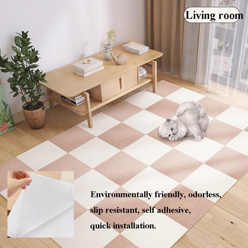 Dalles de Moquette Auto-Adhésives, 30CM x 30CM Carreaux de Sol faciles Décoller et Coller,Antidérapantes et Résistantes pour Bureau Salon Chambre,Beige,30 Pièces