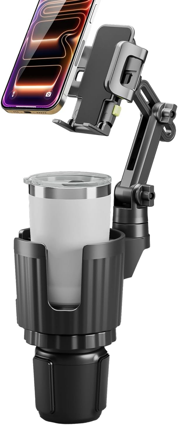 Bracketron Cup Holder Phone Mount for Car - TripGrip 2-in-1 Expandable Phone Holder with 360° Rotation & Ultra Stable Folding Support Legs, Fits Devices up to 3.5"