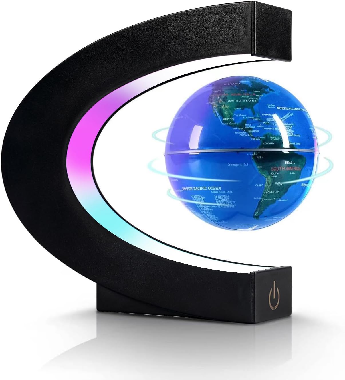 Dracarys Earth Globe Magnetic Levitation Luminous Globe C Shape with LED Light for Education Office Decoration Creative Gift (8.5cm)