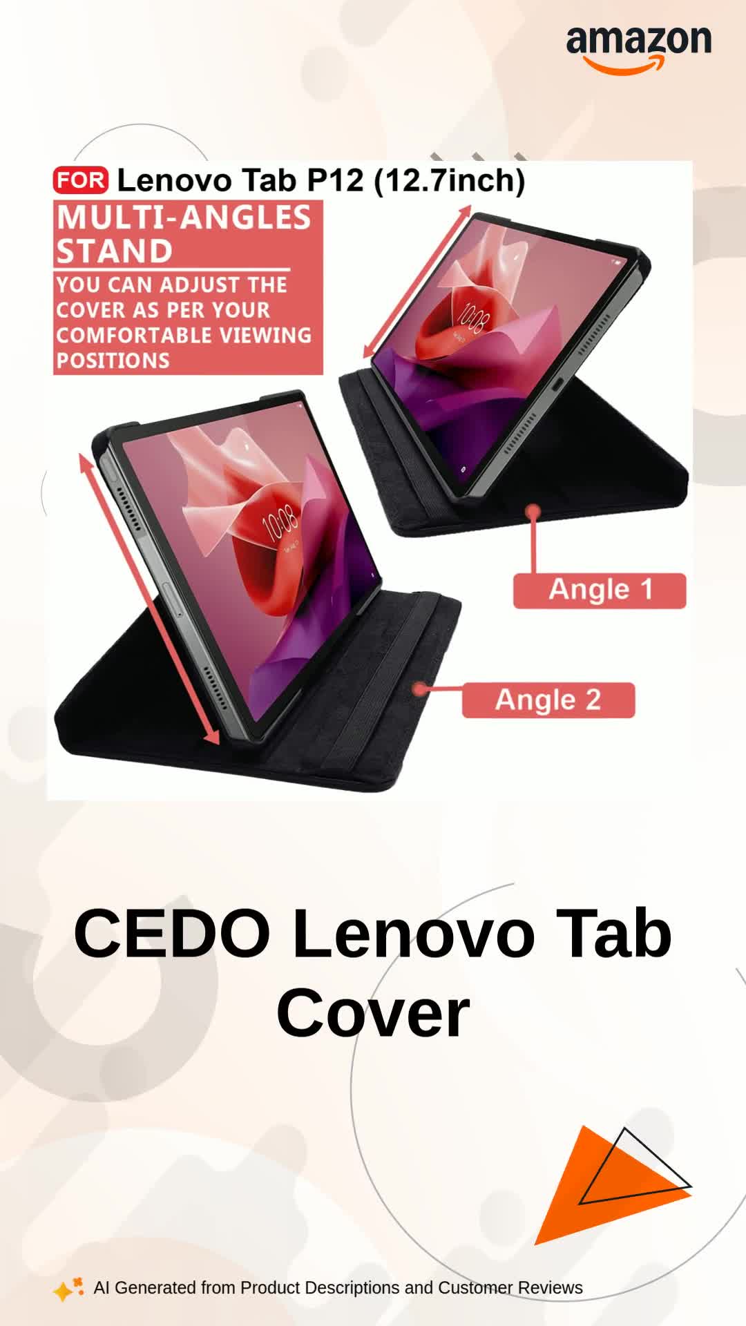 CEDO Lenovo Tab P12 (12.7 inch) Flip Cover | Leather Finish | 360