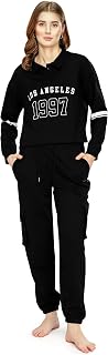 ZEYO Women's Cotton Track Suit Typography Printed Crop Top Co-ords Set 5816 Price In India