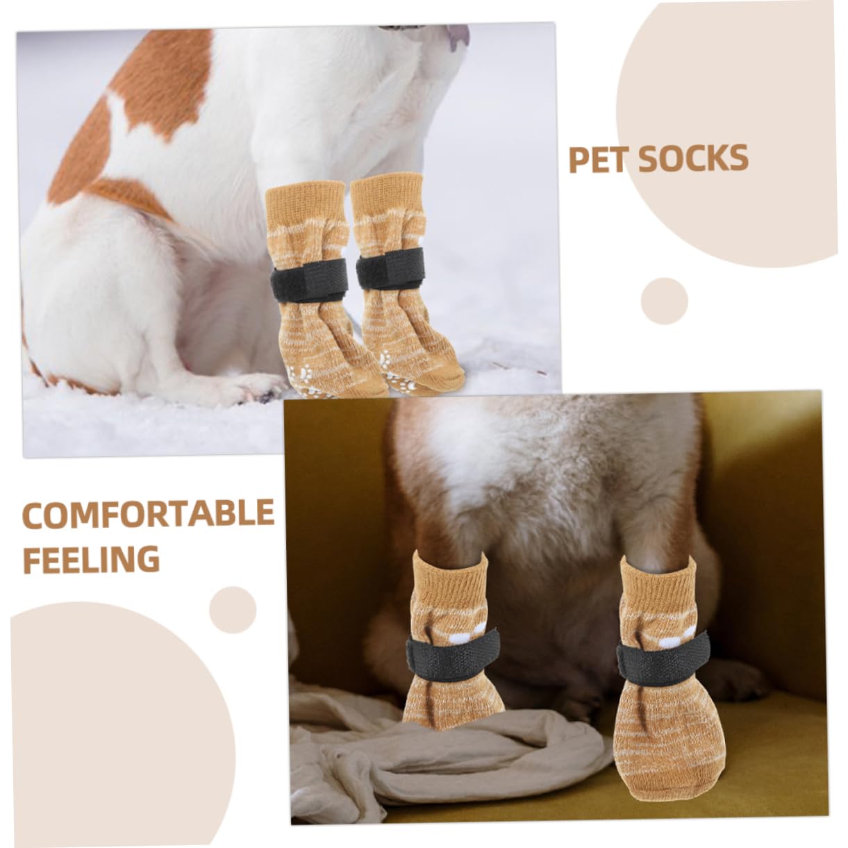 HOLIDYOYO Dog Paw Protectors 4pcs Set Compact Washable Wear-Resistant Cotton Socks Lightweight Breathable Nonslip for Small Dogs