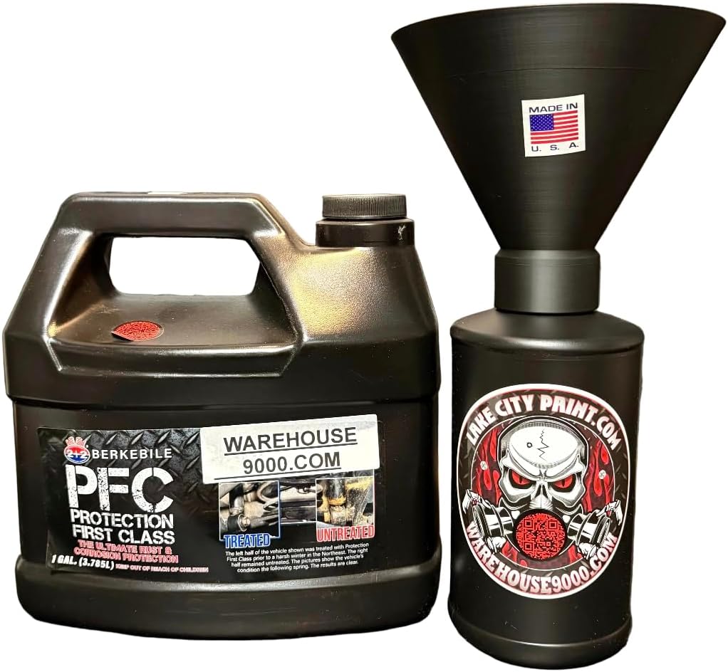 Berkebile PFC Amber Pro Undercoating Spray Gun & Custom Threaded Funnel - 2 Wand Kit (3 W Quart Bottles)