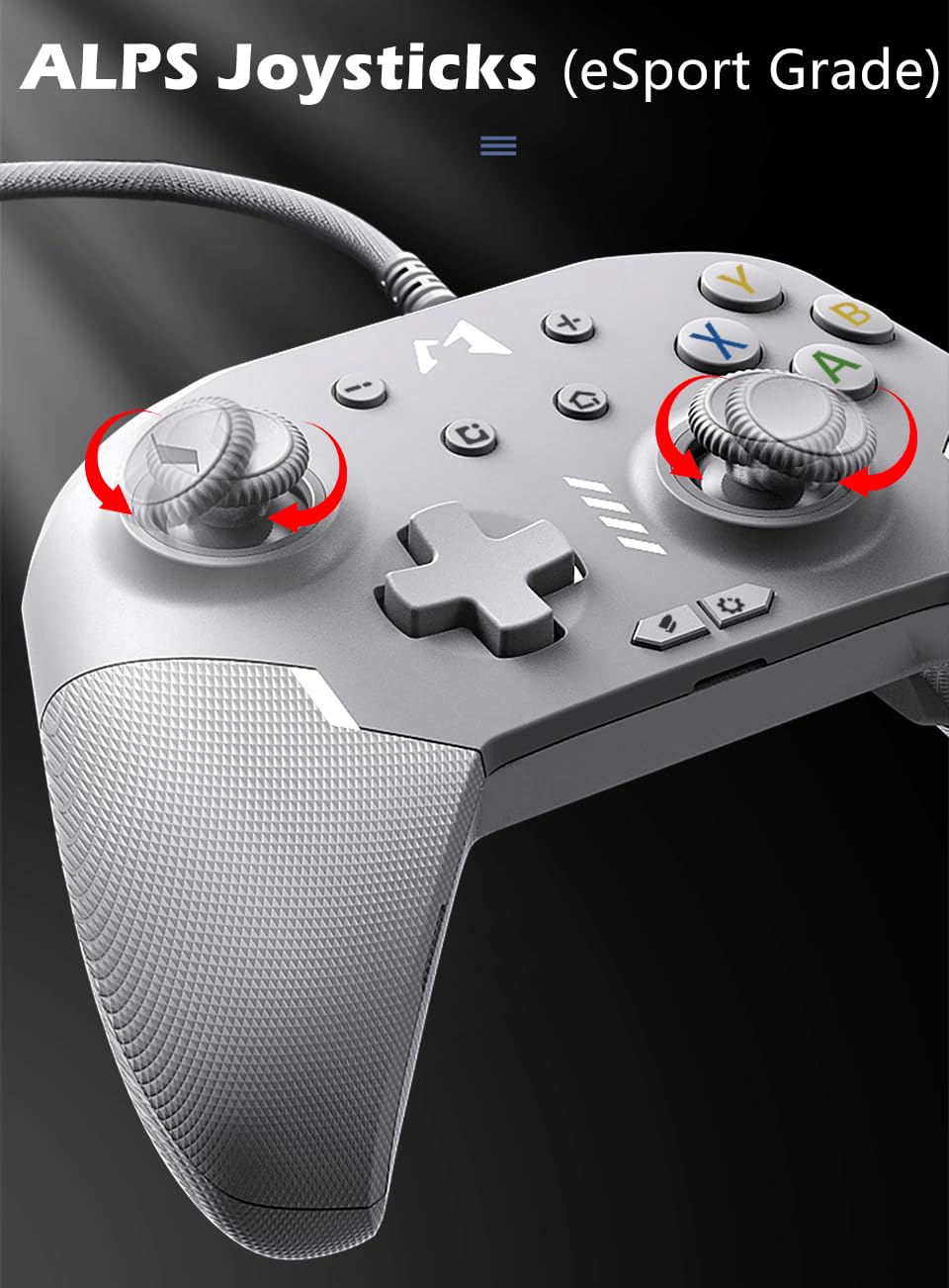 MOBAPAD Wired Switch Controller for Switch Pro/Lite/OLED, Controller for PC MacOS Steam Deck, Local Macro & Turbo, ALPS Joysticks & Mechanical Face Buttons