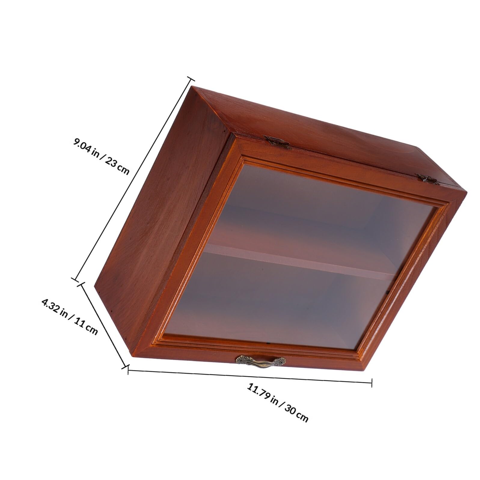 Expositor de Colecciones en Madera Maciza Acabado Envejecido, Vitrina Pequeña para Escritorio Puerta de Acrílico Adecuado para Almacenamiento y Organización de Objetos