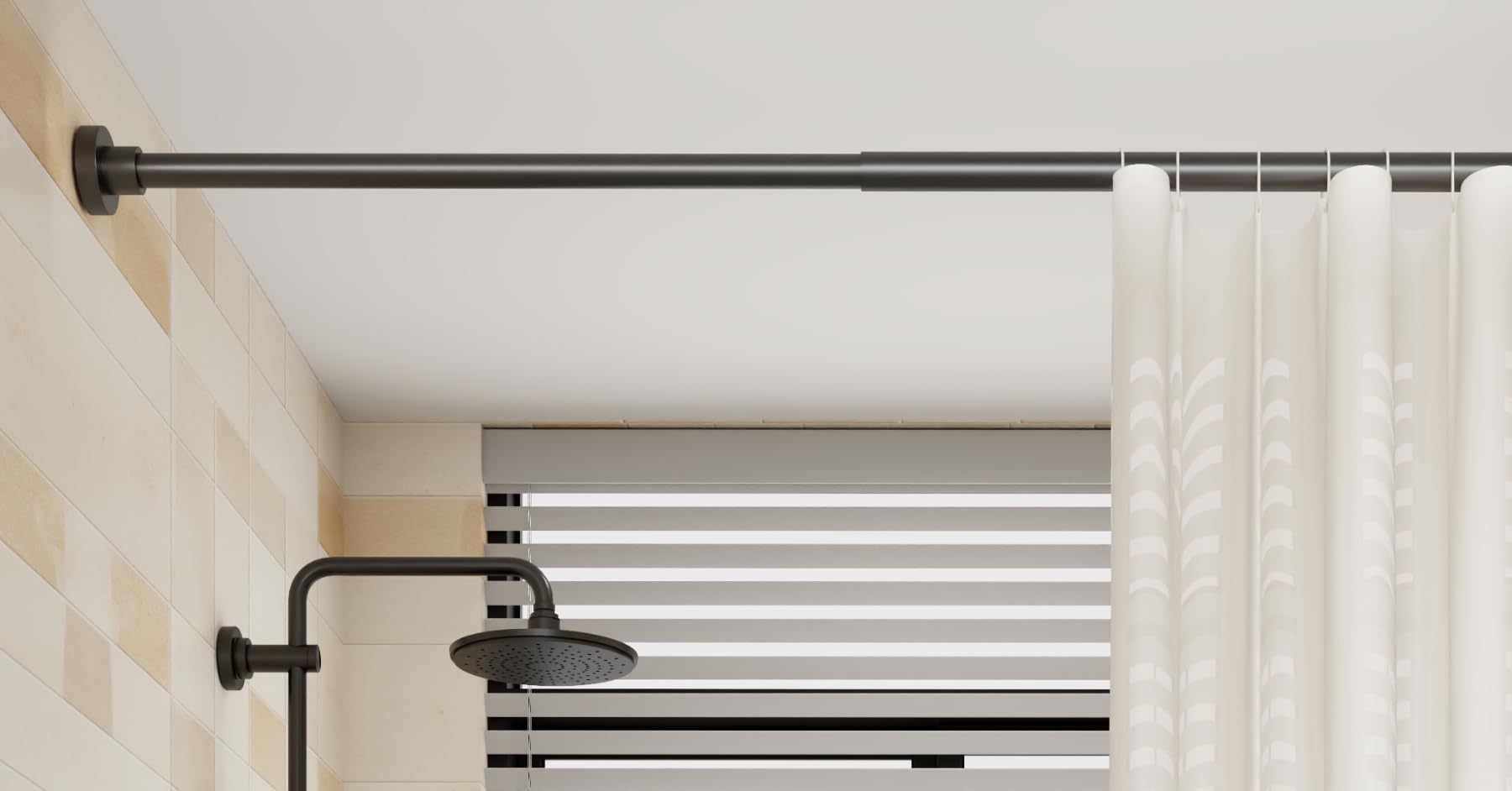 Bastone per Tenda a Pressione Bastone a Pressione per Tenda Senza Forare, Estensibile per Bagno Doccia Camera Tende, Lunghezza 85-160 cm, Ø25 mm, Bianco