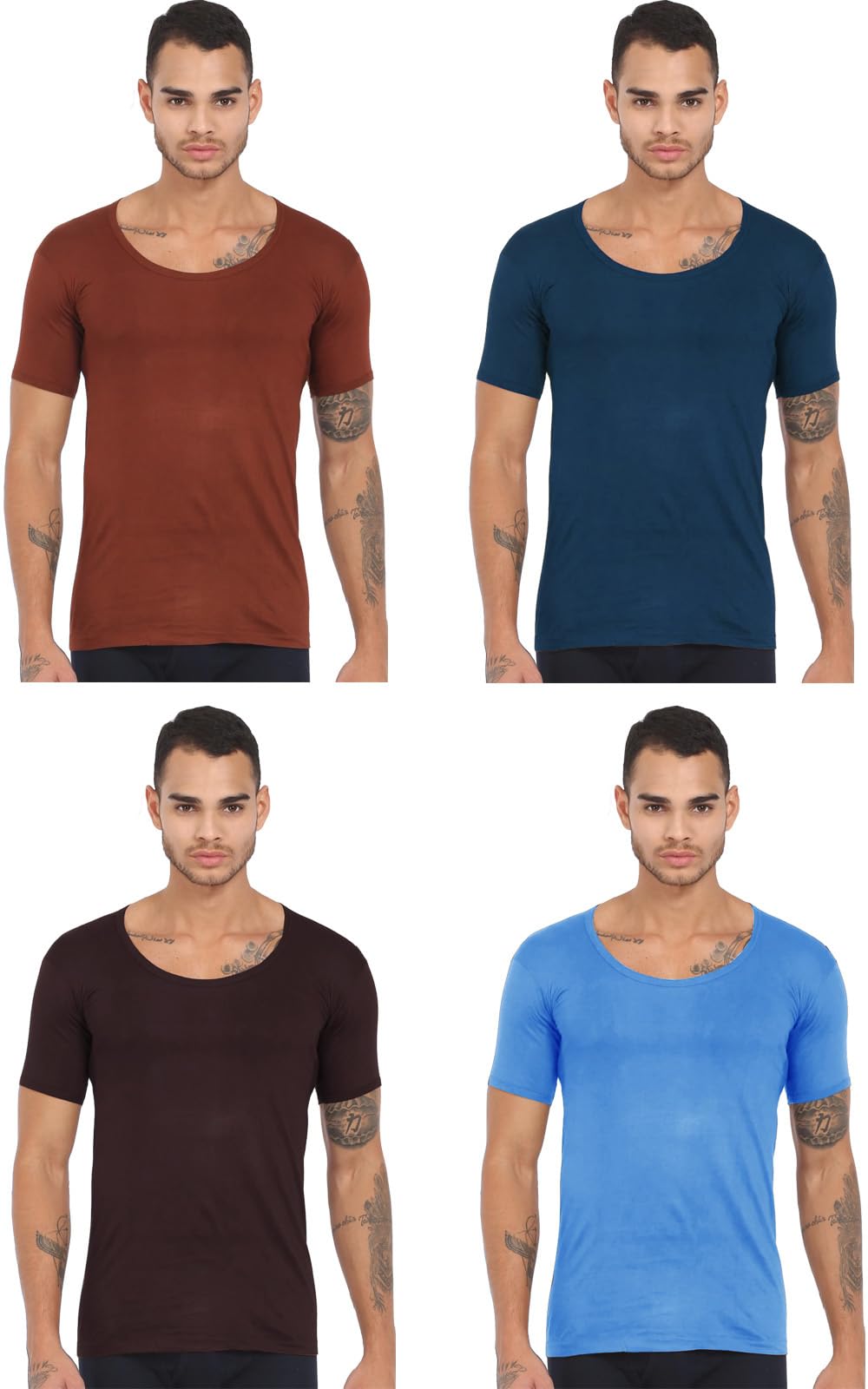 rupa frontline Men's Cotton Western Solid Vest (Pack of 4) (Frontline-Color-Asst-RNS-4-90_Multicolour-picture-10