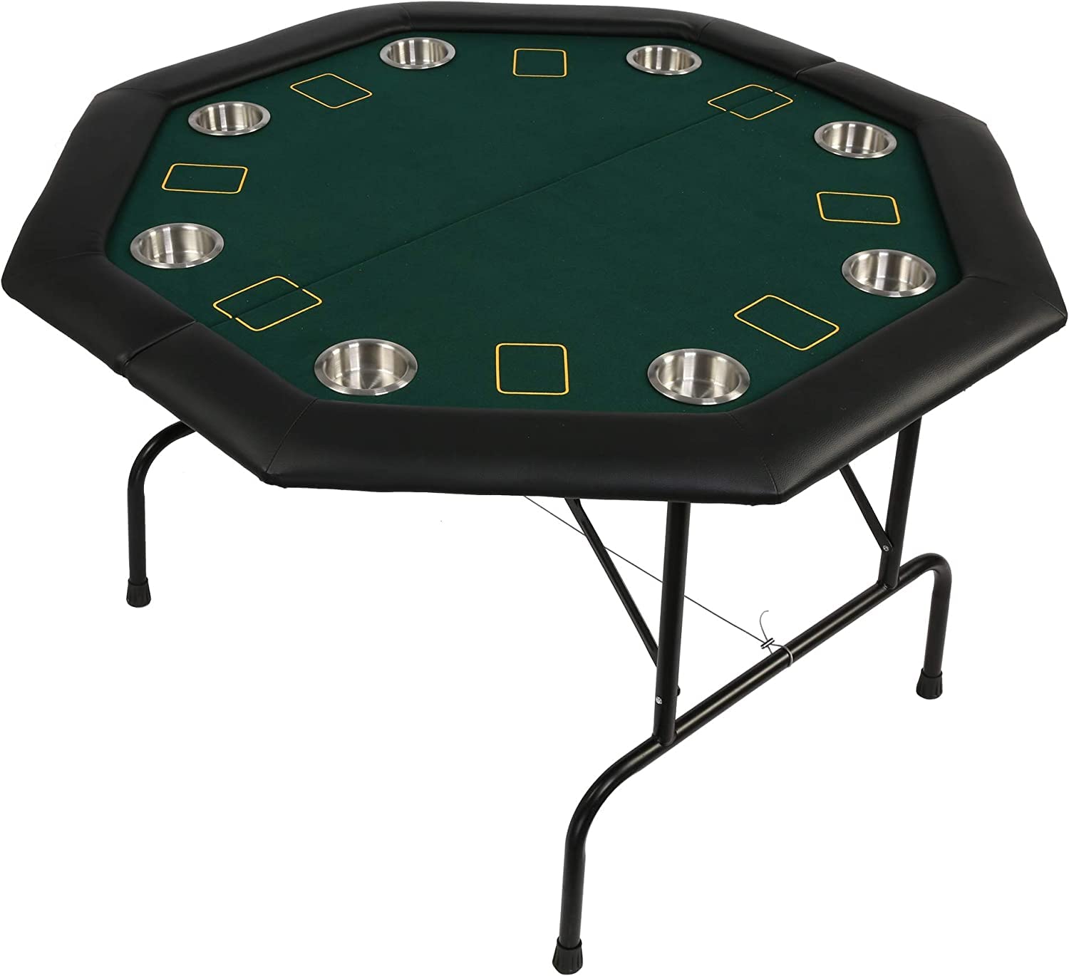 Vilobos Folding Poker Table, Texas Holdem Poker Table with Felt Poker Table Top and Stainless Steel Removable Cup Holder, Green