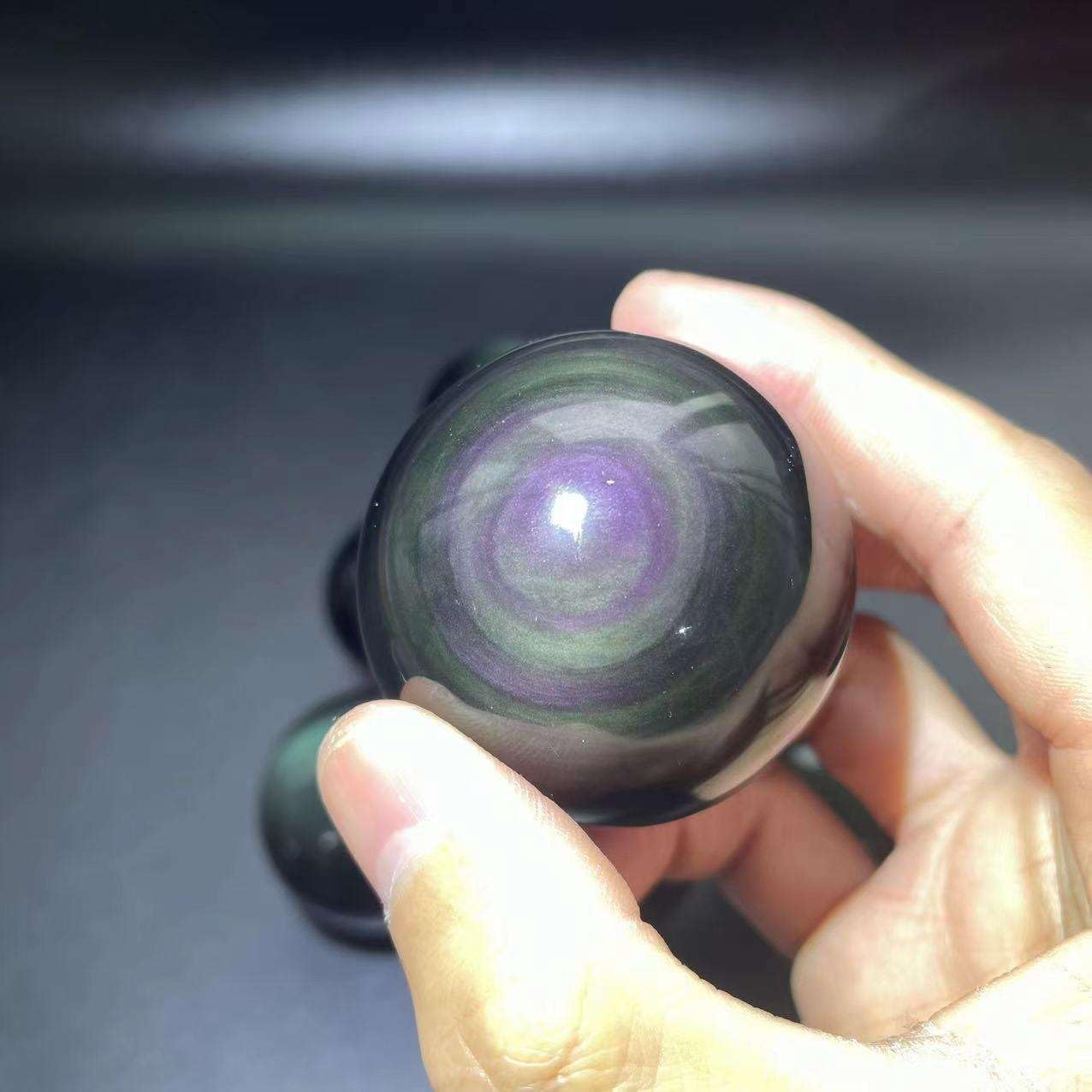 Natural Crystal Cat Eye Sphere Rainbow Obsidian Spheres Ball Healing Stone 1pc (61mm-70mm)