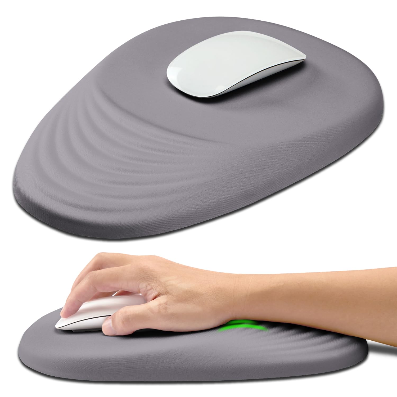 Hokafenle Ergonomic Mouse Pad Wrist Support with Stepped-Wedge Design, Wrist Rest Pain Relief Mousepad Filled with Memory Foam, Carpal Tunnel Mousepad