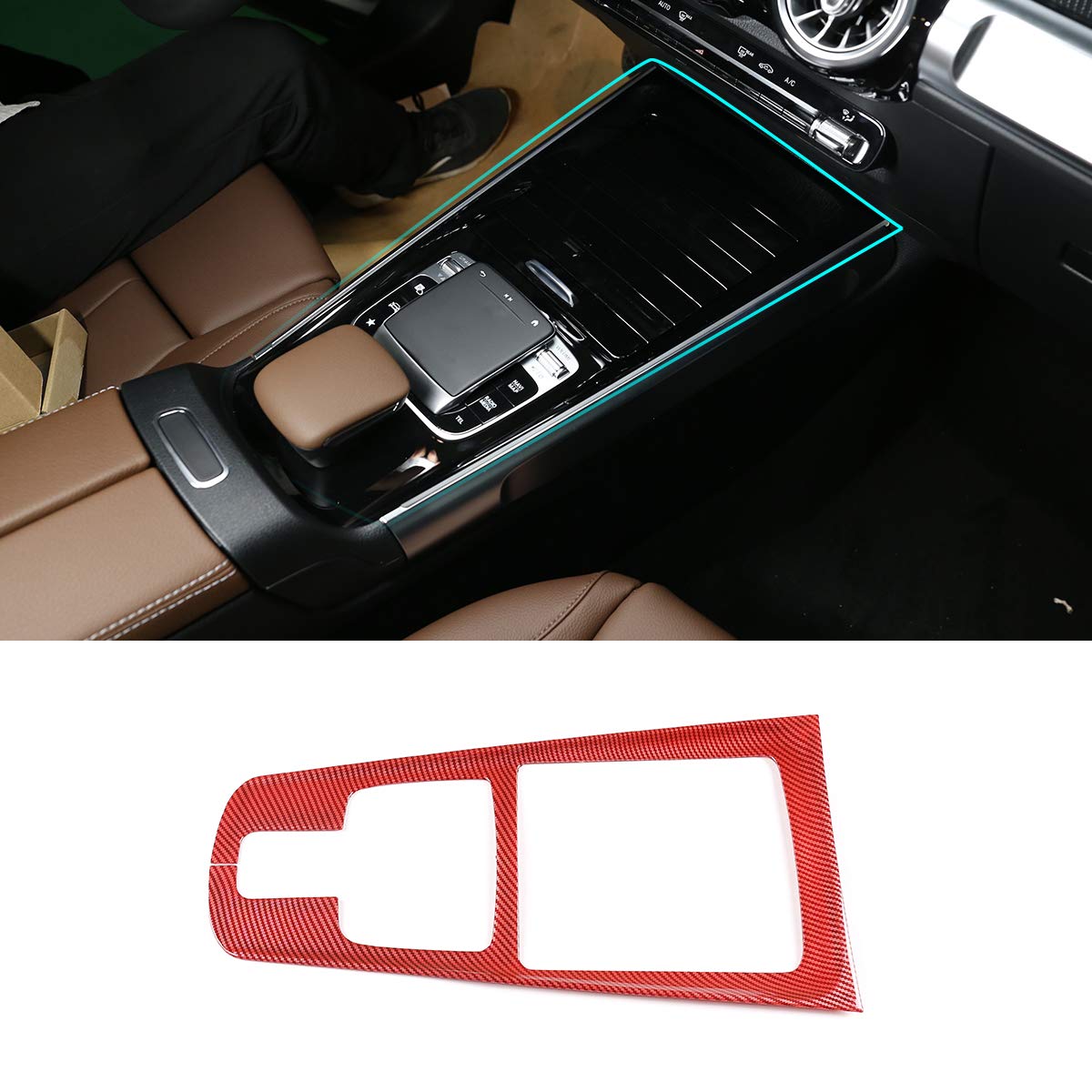 Samochodowy ABS chrom wnętrze konsoli środkowej wykończenie panelu przekładni dla Benz B GLB klasy W247 X247 2020 akcesoria samochodowe (czerwone włókno węglowe)