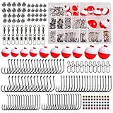 Fishing Tackle Kit 205pcs Fishing Bobbers Tackle Box Included Fishing Hooks Swivel Snaps Bobbers Sinker Weights Starter Fishing Equipment and Accessories for Trout Catfish Panfish