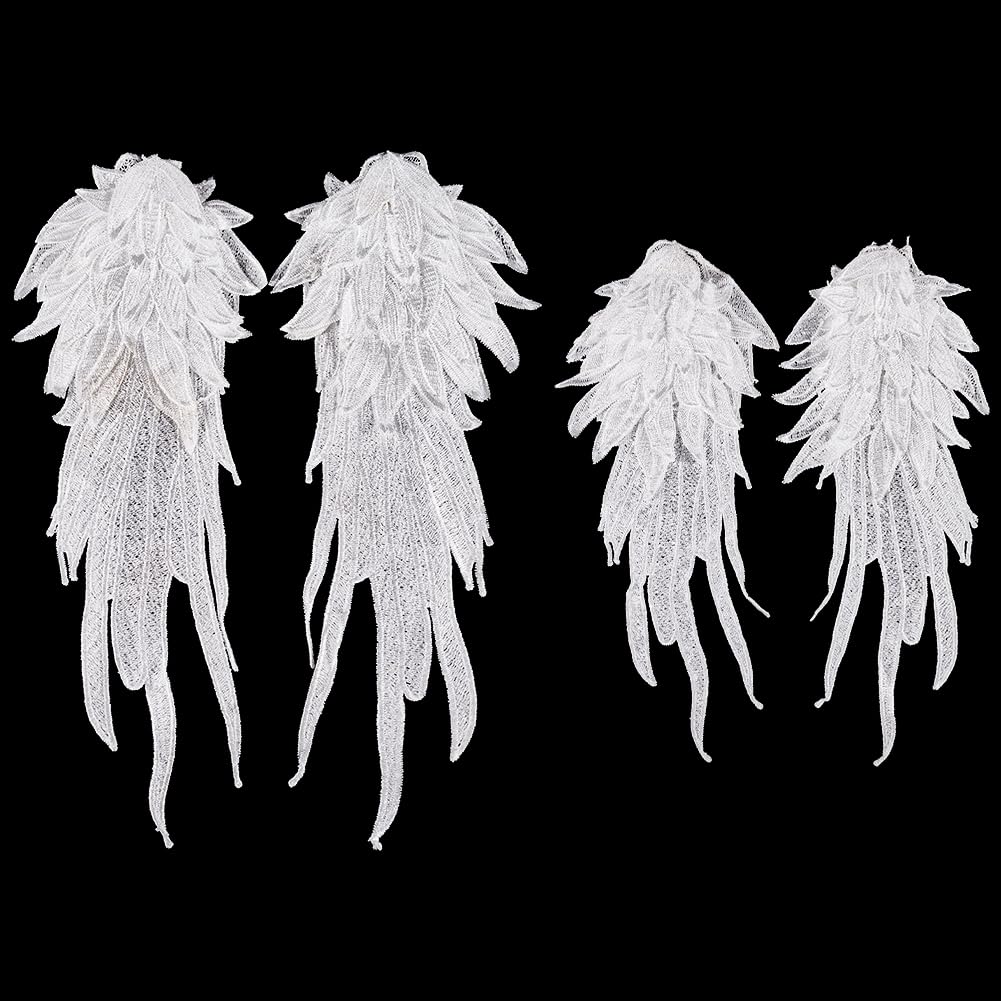 Amazon | FINGERINSPIRE 2組 ホワイト 天使の羽 レース アップリケ