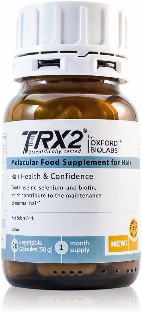 TRX2 Dietary Hair Growth Supplement - Stop Hair Loss for Men and Women - Healthy Hair - Clinically Proven Results of Thicker, Fuller Hair - Biotin & Selenium & Zink - Vegetarian - 1 Month Supply