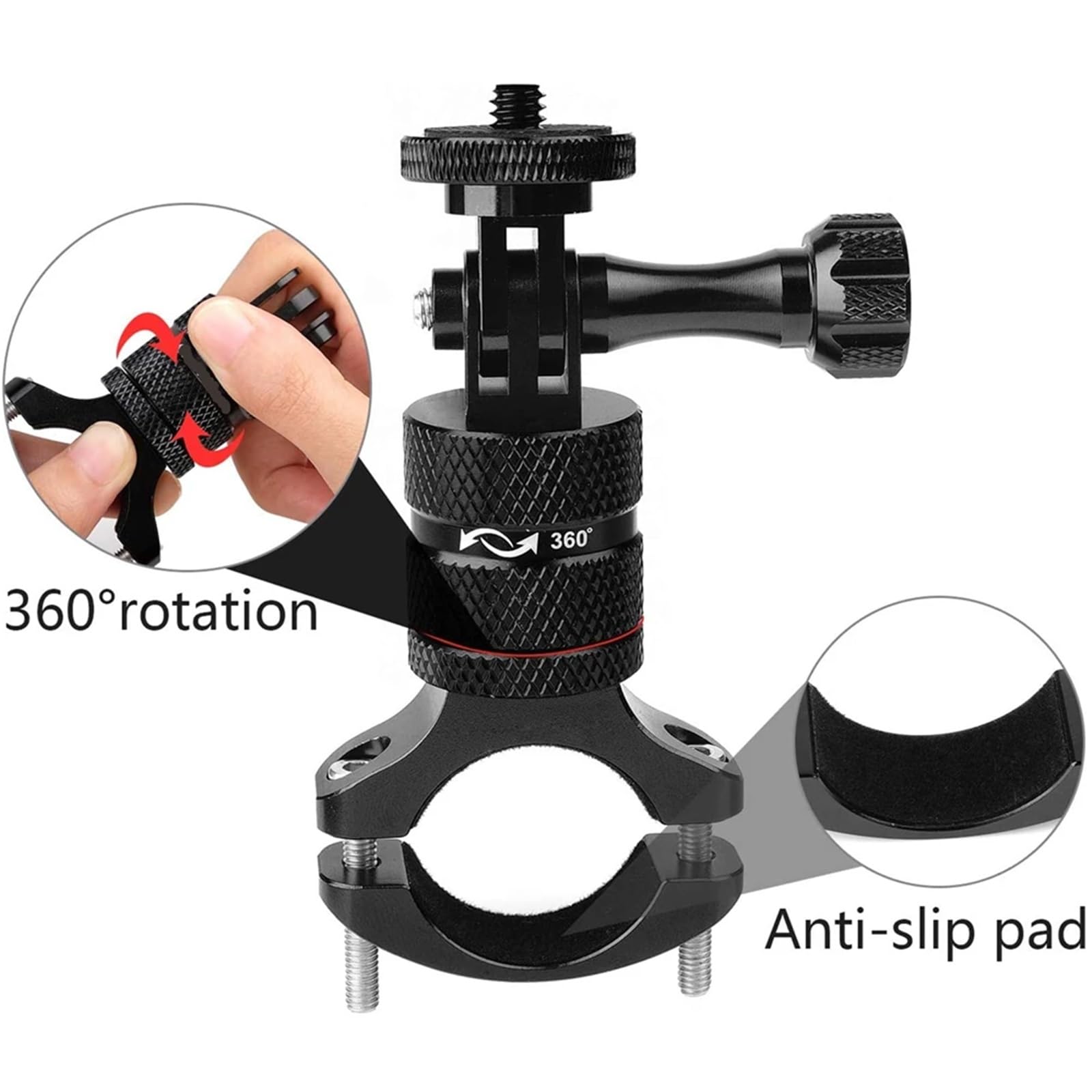 Compatibile con GoPro Supporto for Manubrio Bici in Alluminio Rotante a 360 Gradi for Action Cam Hero 13 12 11 10 9 Session(New Set)