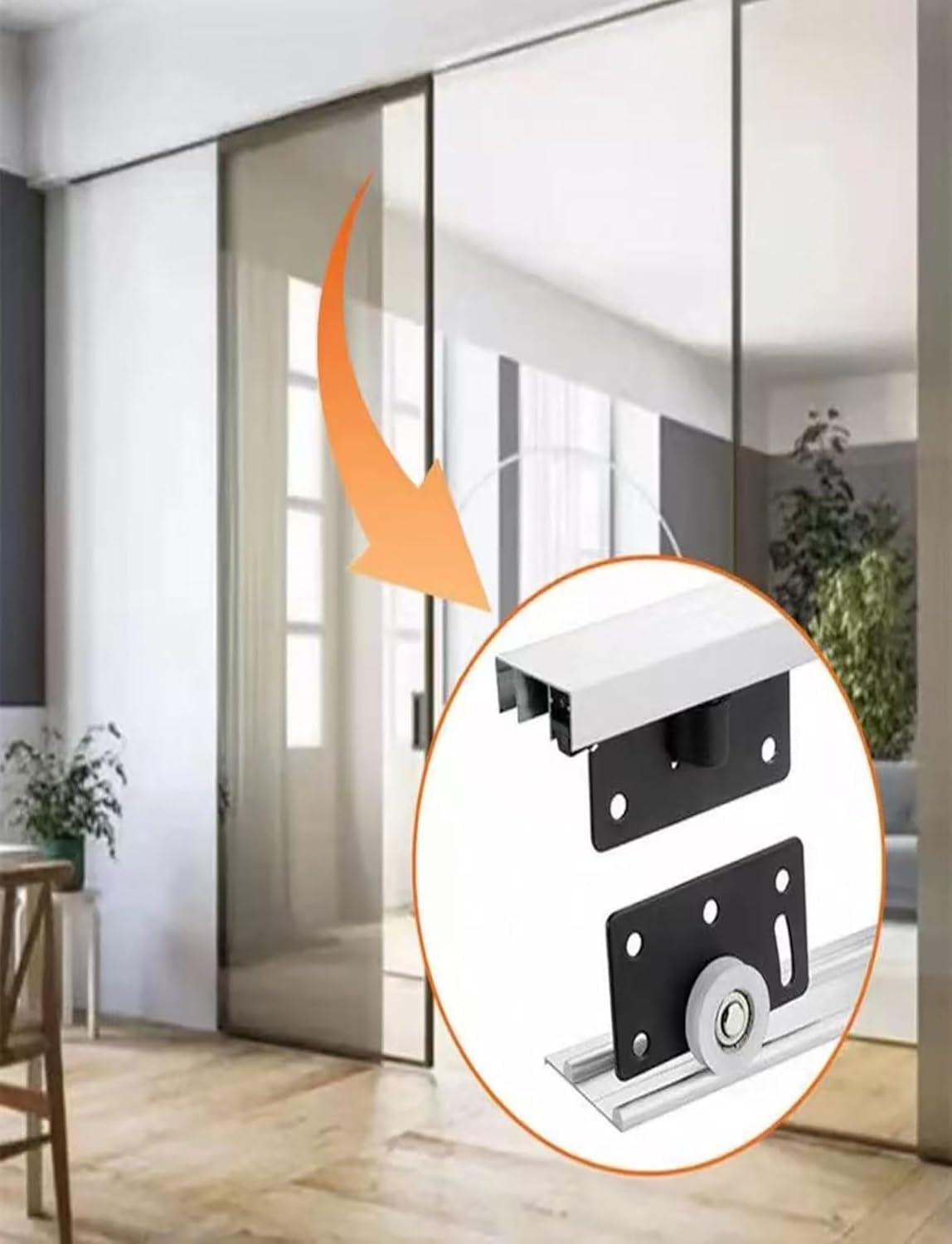 Juego de rieles para puerta corredera, polea suave y silenciosa para una fácil instalación, ideal para armarios y puertas de partición