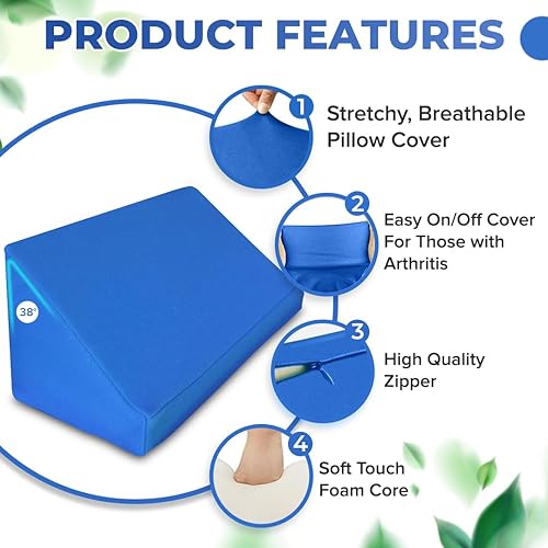 Miniatura 6 de Bed Block - Levantador de mantas, cuña de pie para mantener mantas y sábanas fuera de los pies (viaje (comprimido), azul rey