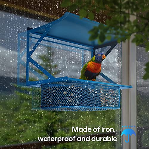 Window Bird Feeder, Wild Bird Feeders, Bird Feeder For Outside, Metal Bird Feeder, Removable Feeding Tray, 1.5Lb Bird Feeder For Wild Birds #TOP4