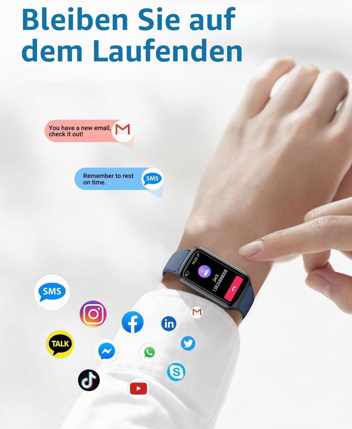 Fitness Tracker Fitnessuhr Damen Herren, bis zu 7 Tage Akkulaufzeit, 20+ Trainningsmodi, SpO2 Tracking, Schlafüberwachung, Herzfrequenzmessung, Schrittzähler, 5ATM Wasserdicht Aktivitätstracker