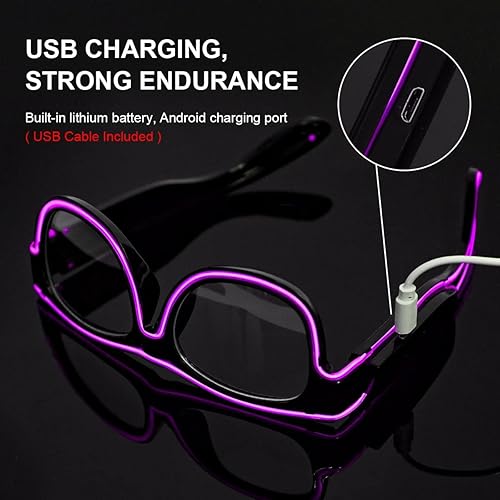Miniatura 4 de Ainiv Gafas de luz inalámbrica, 3 modos, LED luminosas, que brillan en la oscuridad, para fiestas, DJ, EDM, Halloween, Navidad