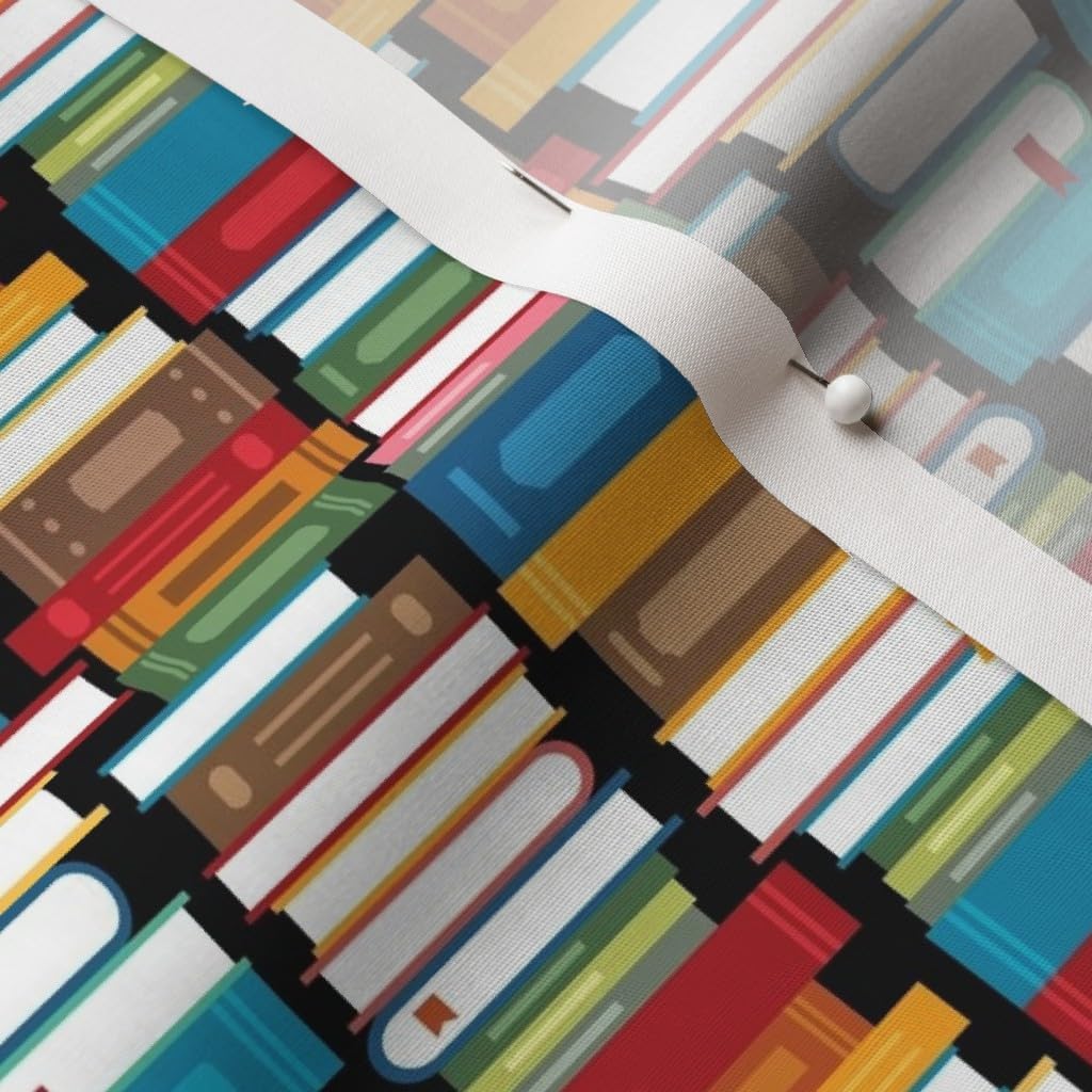 Spoonflower Fabric - Books Reading Library Literature Hygge Printed on Cotton Poplin Fabric by The Yard - Sewing Shirting Quilting Dresses Apparel Crafts