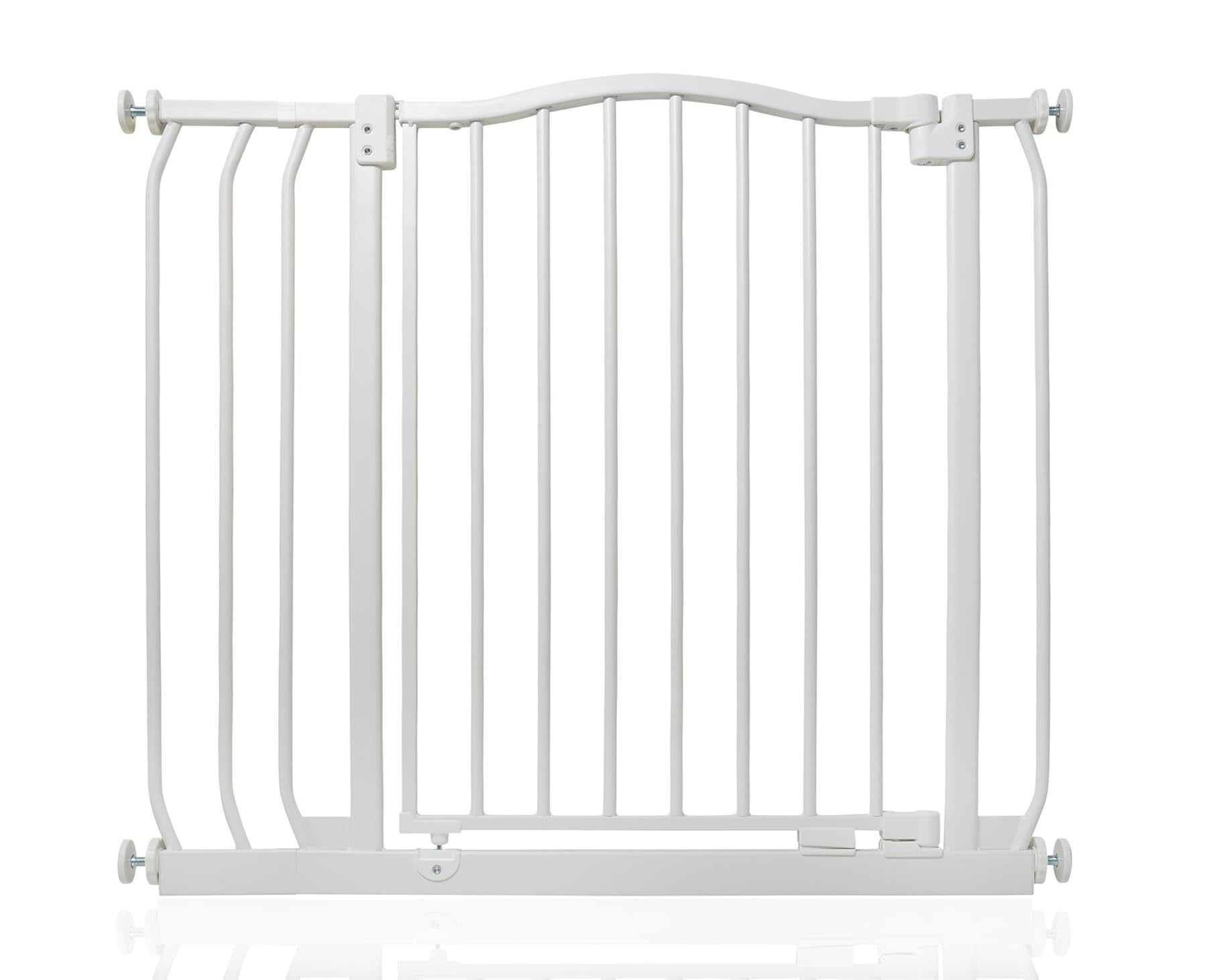 Safetots Matt White Curved Top Safety Gate, 80Cm - 89Cm, Pressure Fit Stair Gate, Baby Gate For Doors Hallways And Spaces, Safety Barrier, Easy Installation