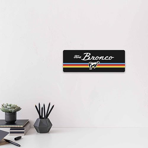 Miniatura 5 de Ford Bronco - Letrero de metal retro a rayas, decoración clásica de pared de Bronco para garaje o cueva de hombre