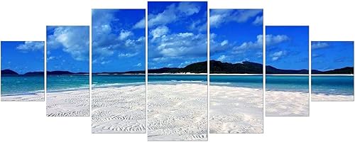 Startonight Arte de pared de vidrio - Serene Beach - Juego de 7 paneles de 36 x 95 pulgadas de vidrio acrílico para playa