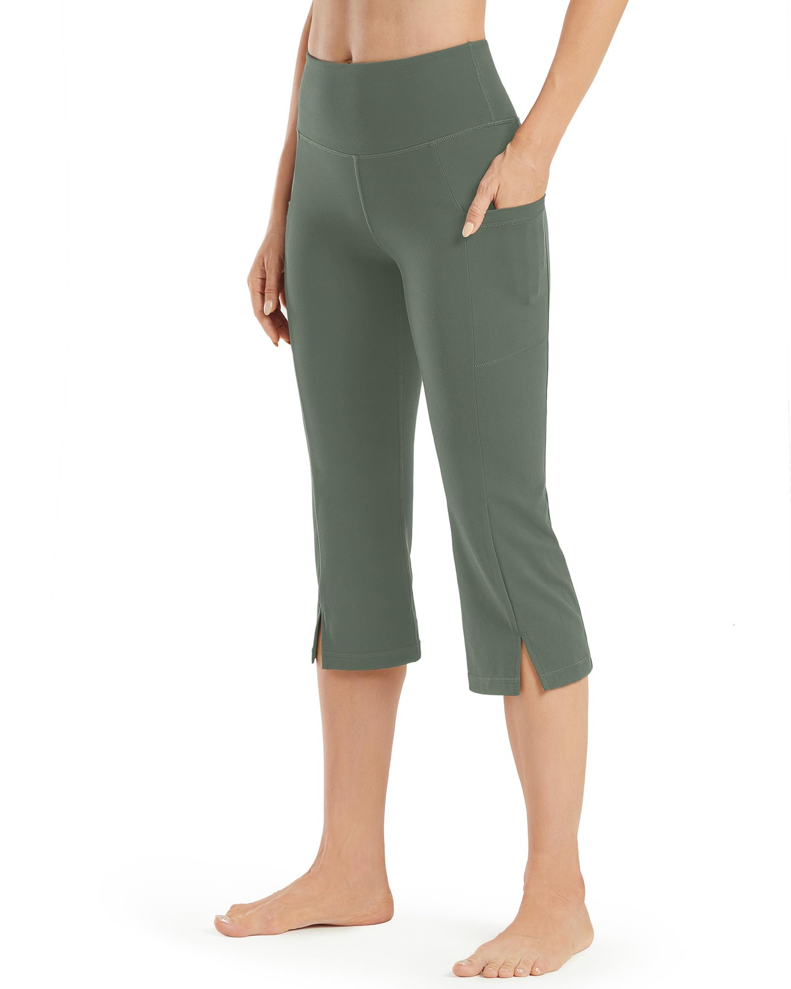 Promover Capri Pants for Women Bootcut Yoga Pants with Pockets High Waisted Flare Leggings Casual Work Pants